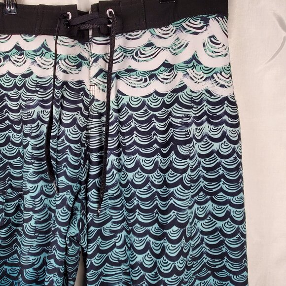 OP Board Shorts OPFLEX 4-Way Stretch Ocean Wave Swirls 1 Pocket Trunks Men Sz 34 - Picture 5 of 8